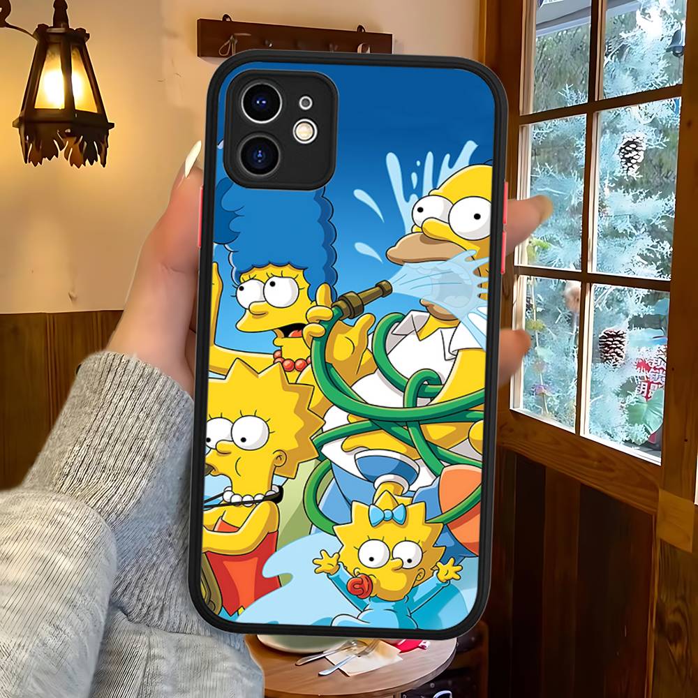 Funny Cartoon S-Simpsons Phone Case For IPhone 16 15 14 Plus 15 13 12 11 Pro Max X XS MAX Matte Cover