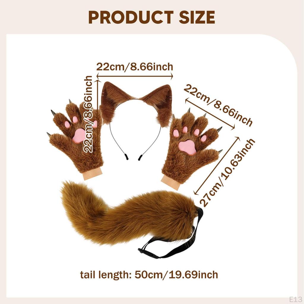 Headband Tail Gloves Set Animal Long for Birthday