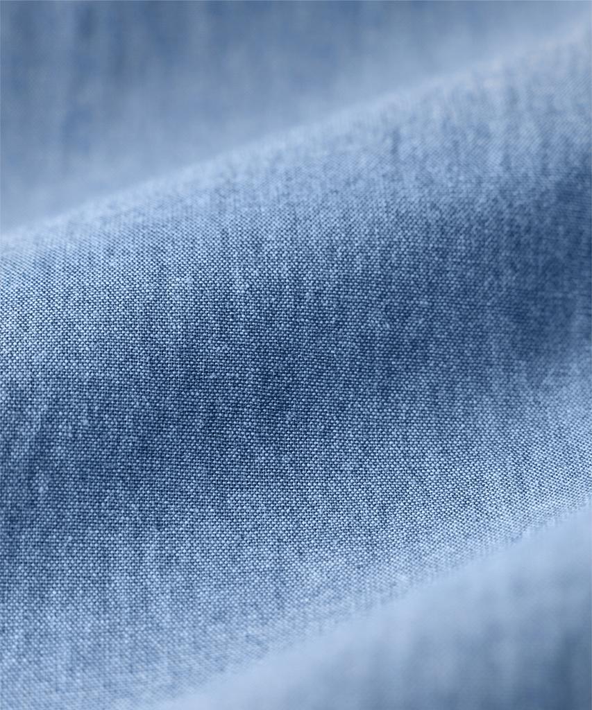 Geonjiulleunseu Chambray Work Short Sleeve Shirt - Light Blue