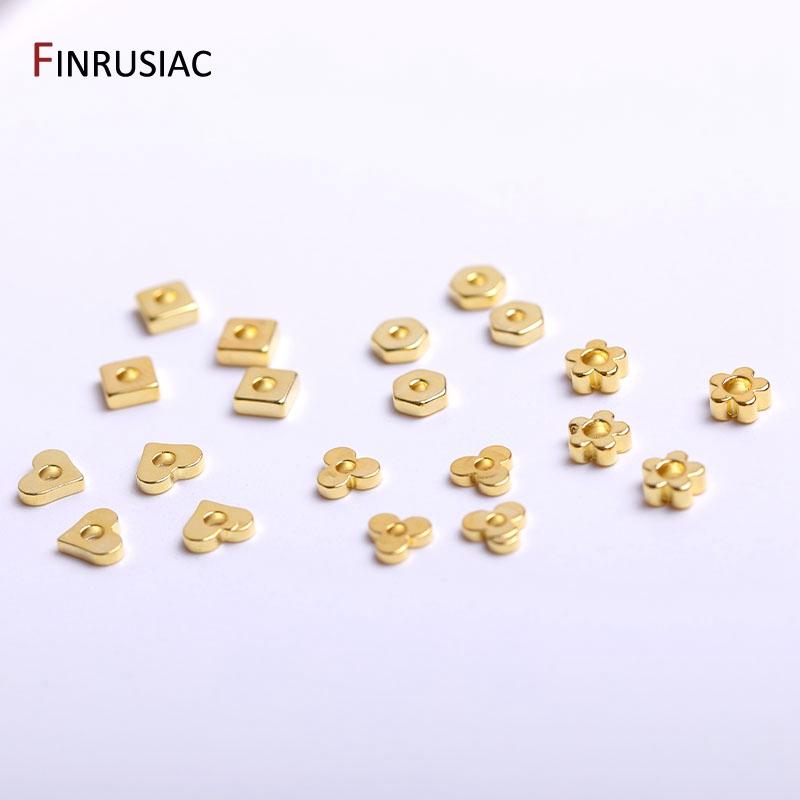 5 Types Flat Beads 14K Gold Plated Brass Smooth Spacer Beads For DIY High Quality Jewelry Making Accessories Wholesale