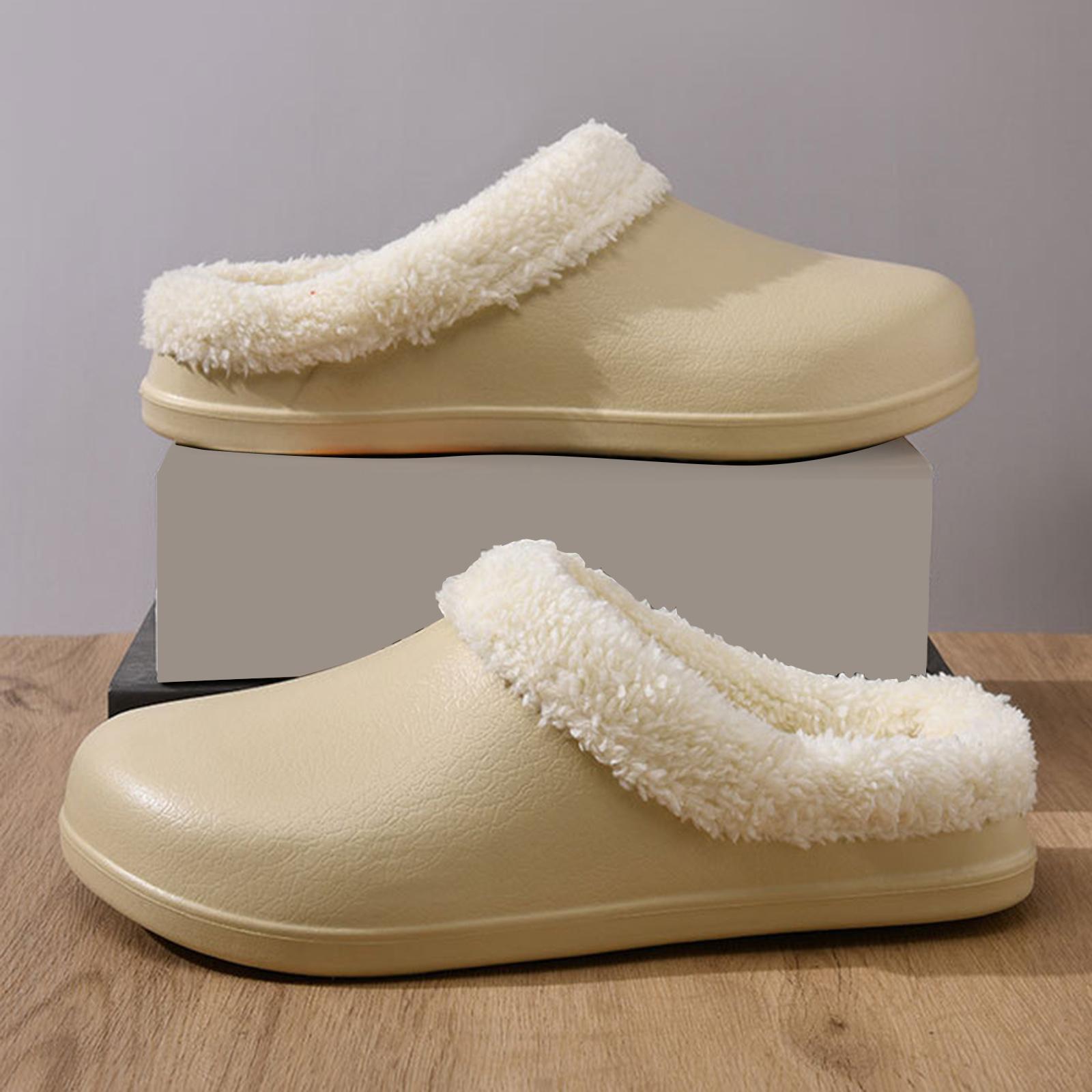 

Жіночі та чоловічі утеплені клоги з піною з ефектом пам яті, теплі пухнасті капці, зимові капці для дому та вулиці, капці для жінок, на пласкій підошві 46 хакі