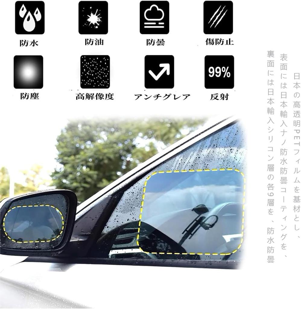 HUIKKJP Car Rearview Mirror Waterproof 12 Hydrophilic Film for Car Side Universal Clear Safe Easy 6 Pieces Oval 6 Pieces Square Film, Pieces, Mirrors,