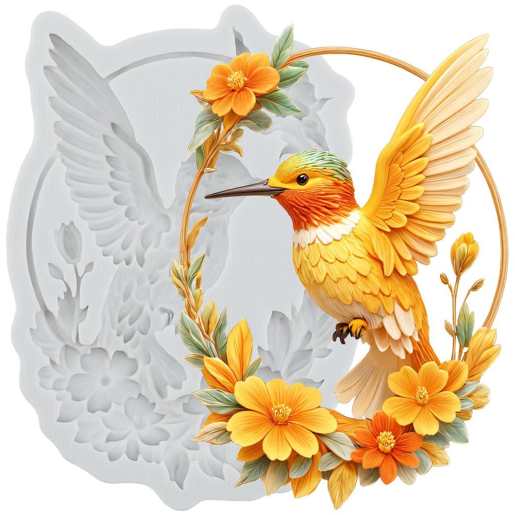 Hummingbird Silicone Mold Wreath Fondant Molds Cake Decorating Tools Cupcake Topper Candy Sugar Craft Gum Paste Polymer Clay