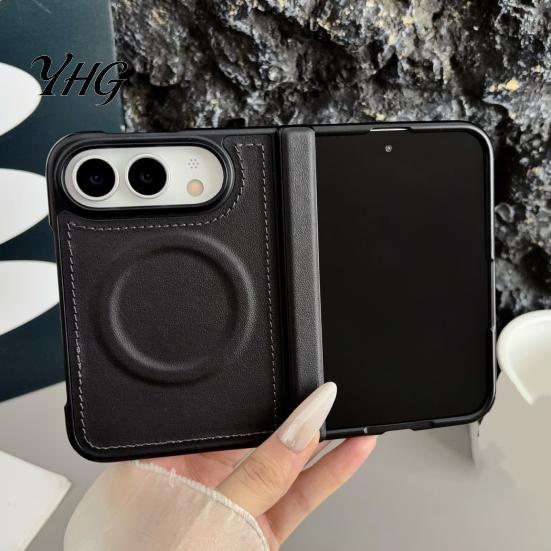 Shockproof Slim Phone Case Magnetic for IPhone 18, Faux Leather Cover with Hinge Durable Anti Fall Protection, Full Body Protective 18 Fold Folding