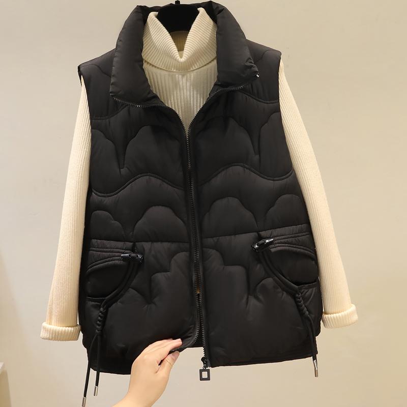 Fashion Winter Women's Warm Vest Outerwears Elegant Thick Sleeveless Parka Woman Short Coats