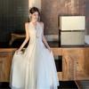 Gentle and Romantic Sleeveless Collar Neck Dress Design Sense Twist Pleated Waist Long Dress Seaside Vacation Dress