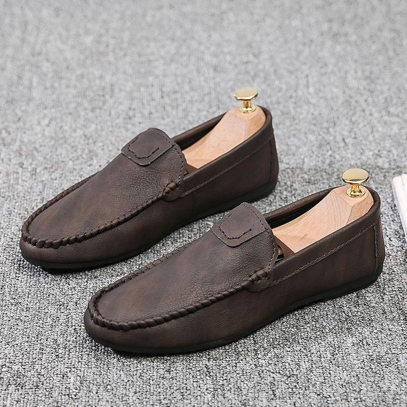 Soft Slip-on Round Toe Flat Leather Shoes for Men New Classic Original Comfortable Designer Common Man Casual Shoe In Promotion