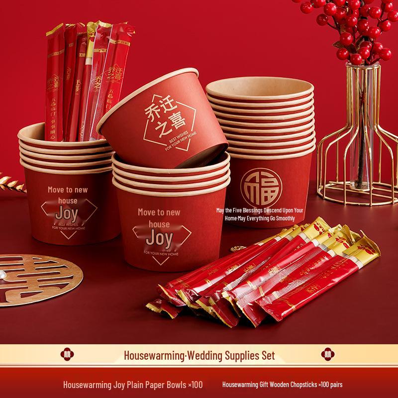 Red Wedding Double Happiness Paper Cups for Festive Celebrations