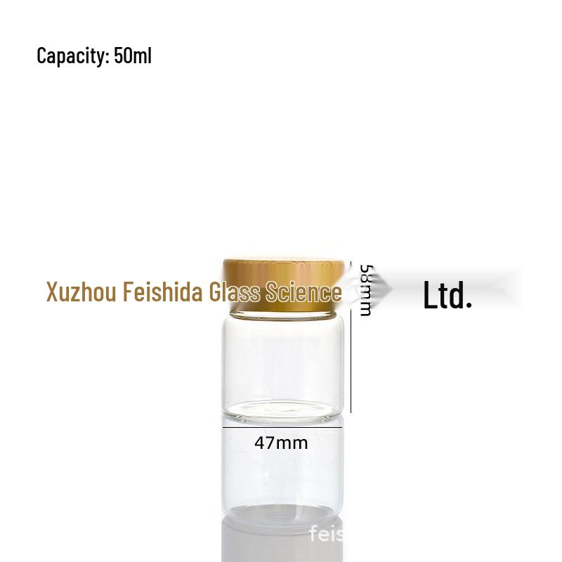 47mm High Borosilicate Glass Bottle with Bamboo Lid, Sealed Storage Jar.