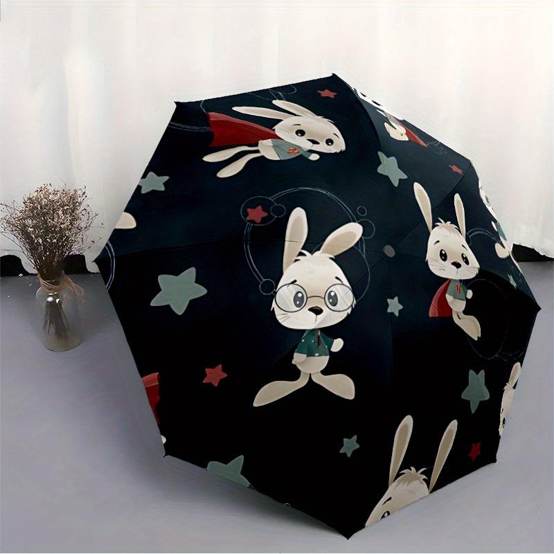 1pc Bunny Superhero Automatic Open/close, All-Season Portable Folding Umbrella, Travel, Everyday, Formal Events095
