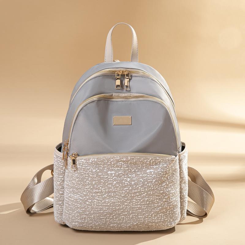 

Рюкзак модный большой емкости дорожный рюкзак для мам нейлоновый оксфорд маленькая сумка легкий повседневный серый/абрикосовый