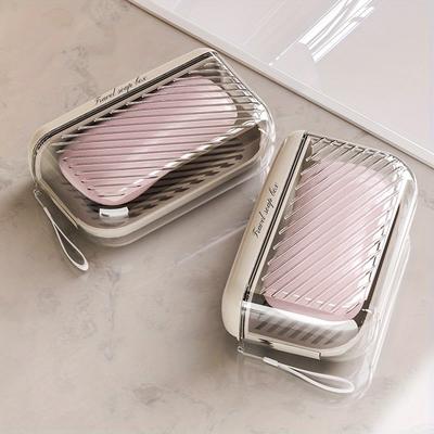 Porte-savon de voyage rose avec couvercle d'étanchéité transparent Boîte à savon portable Tourisme de plein air Salle de bain Support à savon Conteneur de rangement