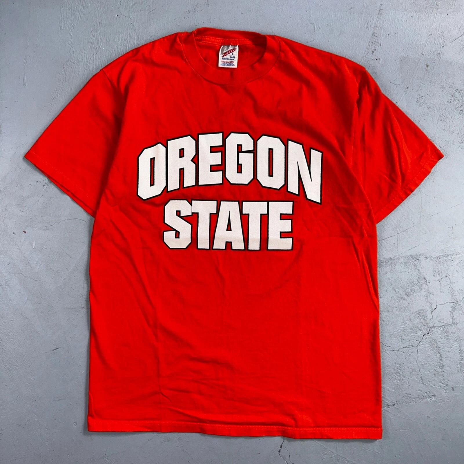 Штатный университет Орегона OSU Jerzees 90-е VTG Футболка Оранжевая Колледж Университет Команда Бобры M