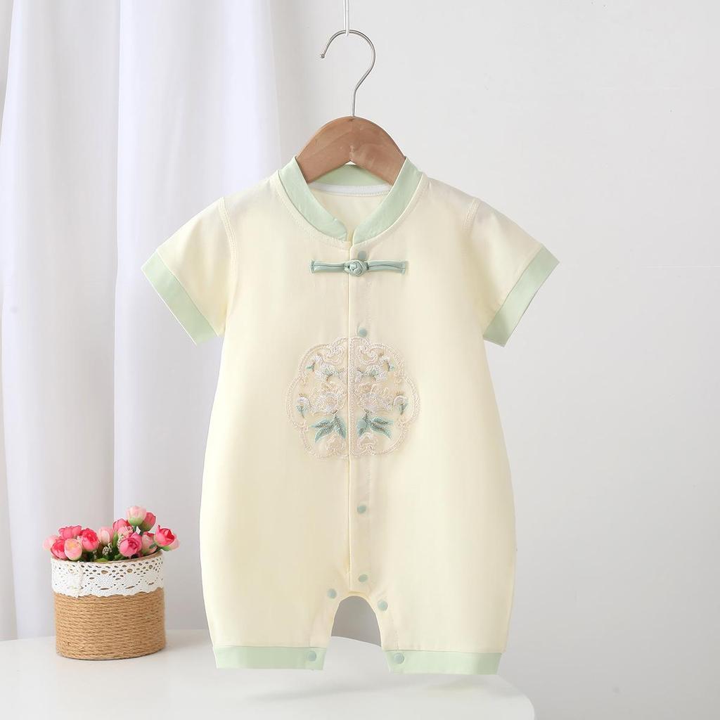 Chinese Trendy Embroidery Infant Jumpsuit - Summer Style Boneless Crawling Bodysuit