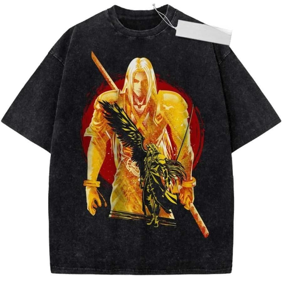 

Final Fantasy VII Sephiroth Manga Style Graphic Unisex Heavy Cotton Vintage Black Streetwear T-Shirt XXXL різнокольоровий