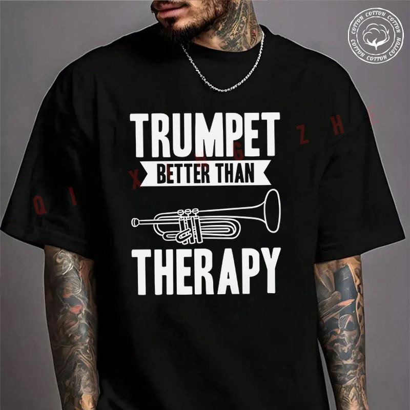 Men T Shirt Casual Funny Trumpet Graphic Motorcycle T-shirt Graphic Cotton Motorbike Biker Cafe