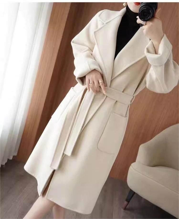 Manteau en laine ample mi-long pour femme, double face en cachemire, Automne/Hiver, style coréen