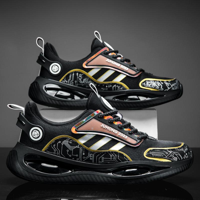 Summer New Product Light Bottom Real Popcorn Men s Casual Breathable Sports Shoes Night Running Shoes Men s Luminous Shoes 36 чёрный