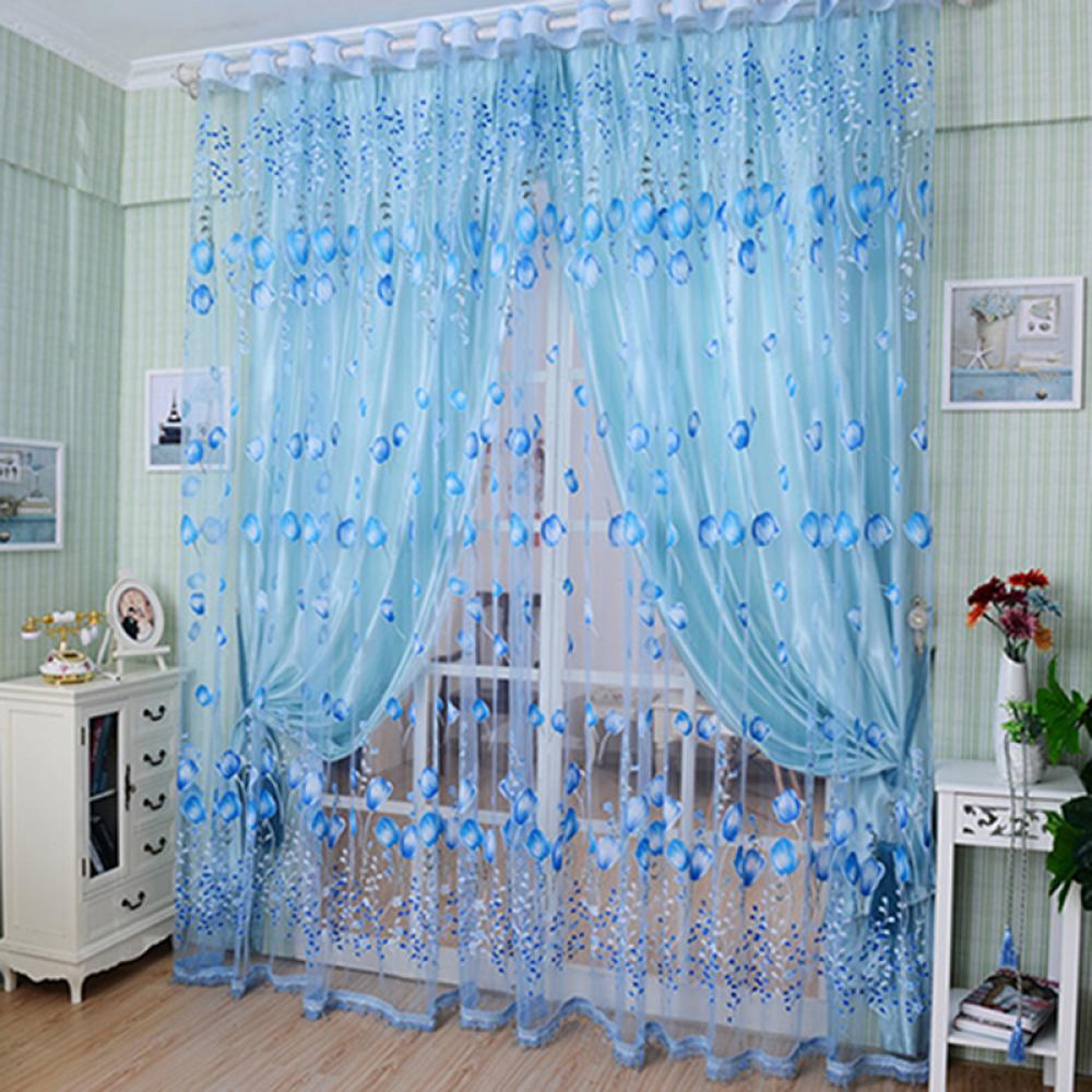 

Вуаль с цветком тюльпана, занавеска, драпировка, панель, прозрачное украшение для дома, двери, окна Other синий