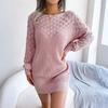 Damenmode Lässig Aushöhlungs-Kragen Langarm Pullover Strickkleid