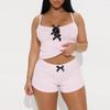 Fashionable and Sexy Halter Pajama Women's Summer Jacquard Sleeveless Shorts Home Wear Set