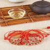 Peach Wood Carved Zodiac Bead Bracelet with Red String