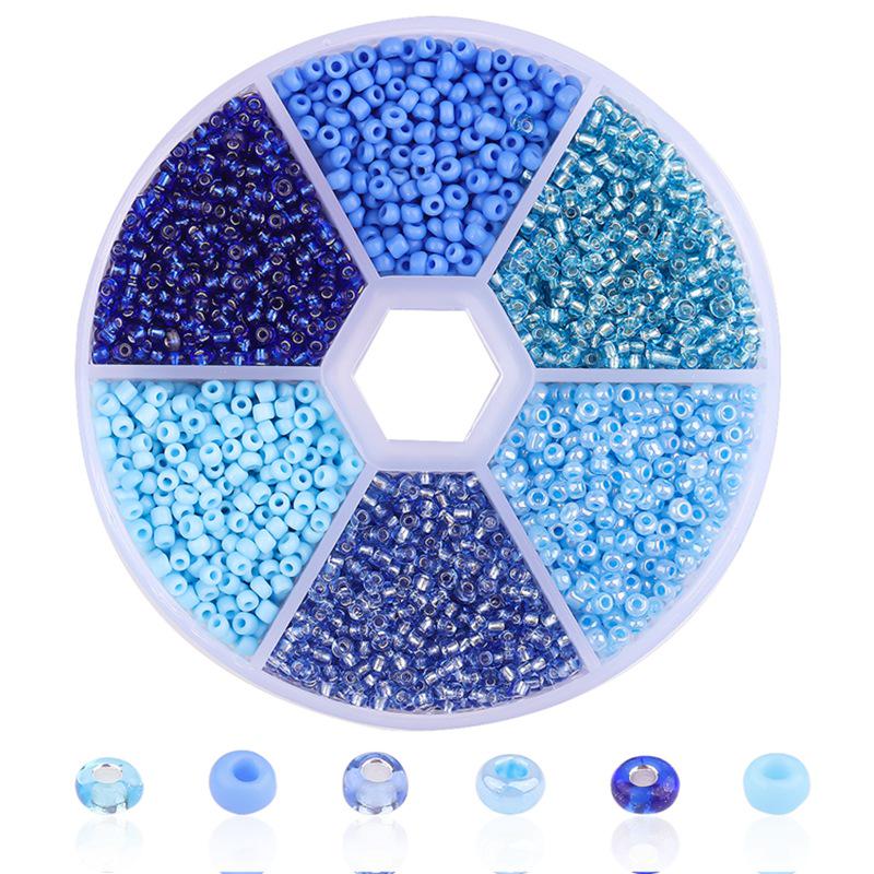 Handmade Mixed-Color Seed Beads Set: 6-Compartment Box for DIY Bracelets and Necklaces
