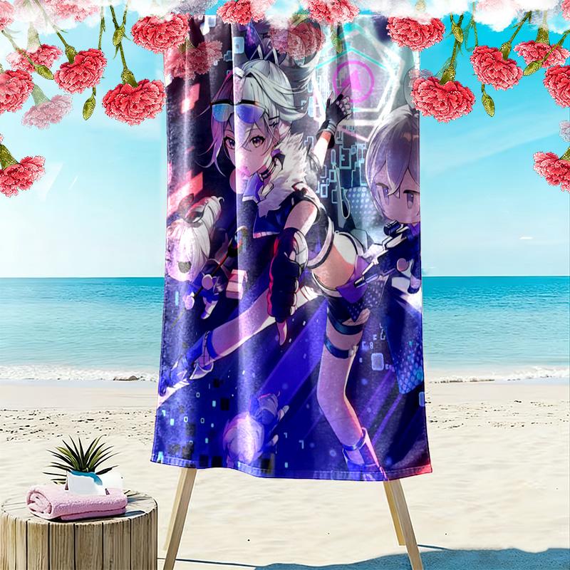 Honkai Silver Wolf 2D Flat Print Beach Towel, Large Soft Quick Dry Towel for Beach Camping Swimming.NSTJ0928267