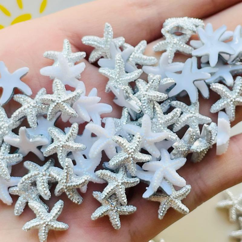 50/100 Pcs Cute Mini 12*13Mm Starfish Resin Figurine Crafts Flatback Cabochon Ornament Jewelry Making Hairwear Accessories A40