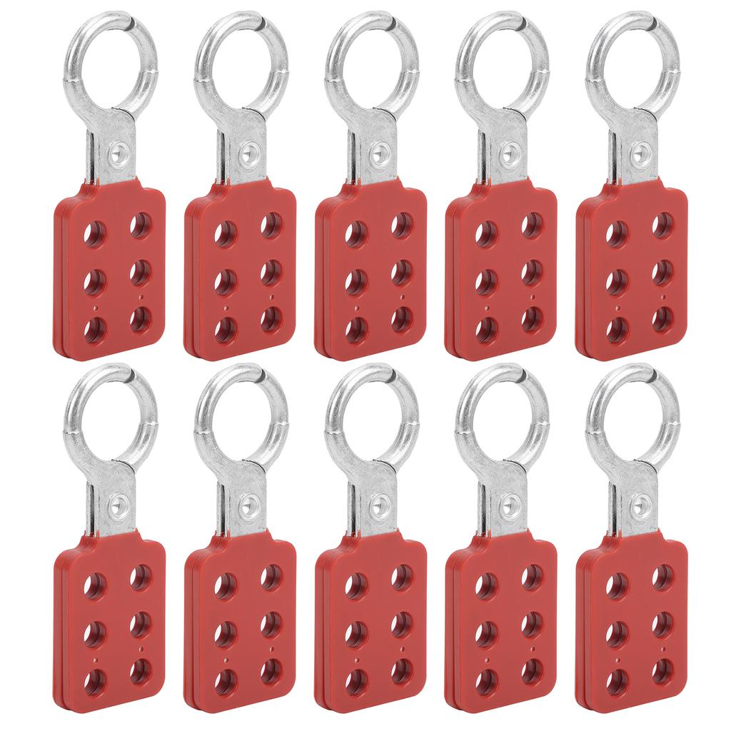 10pcs Lockout Hasp 25mm 1.0in 6 Holes Aluminium Red for Chemical Industry Electric Power Petroleum Coal Mine
