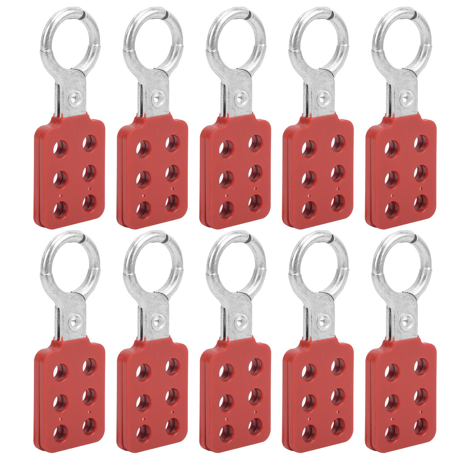 

10pcs Lockout Hasp 25mm 1.0in 6 Holes Aluminium Red for Chemical Industry Electric Power Petroleum Coal Mine