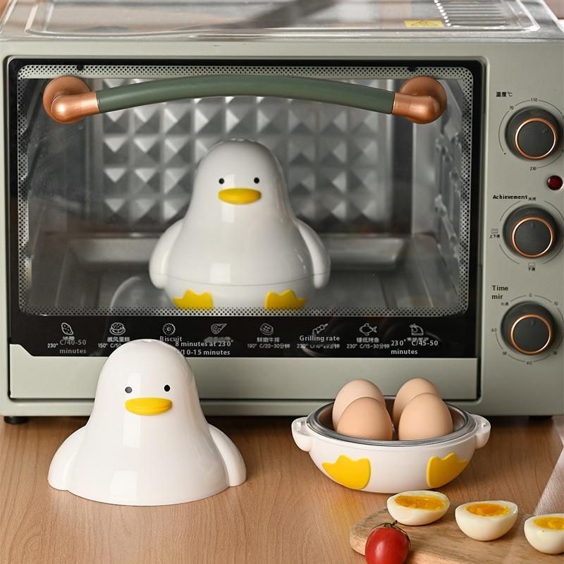 1/4 Eggs Cartoon Duck Shape Microwave Egg Steamer Boiler Cooker Easy Quick Hard Or Soft Boiled Kitchen Cooking Tools Accessories
