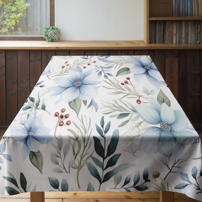 Tischdecke mit Blumenmuster Wasserdicht Esszimmer Schreibtischabdeckung für Heimdekoration in Blau Grün Weiß Rot