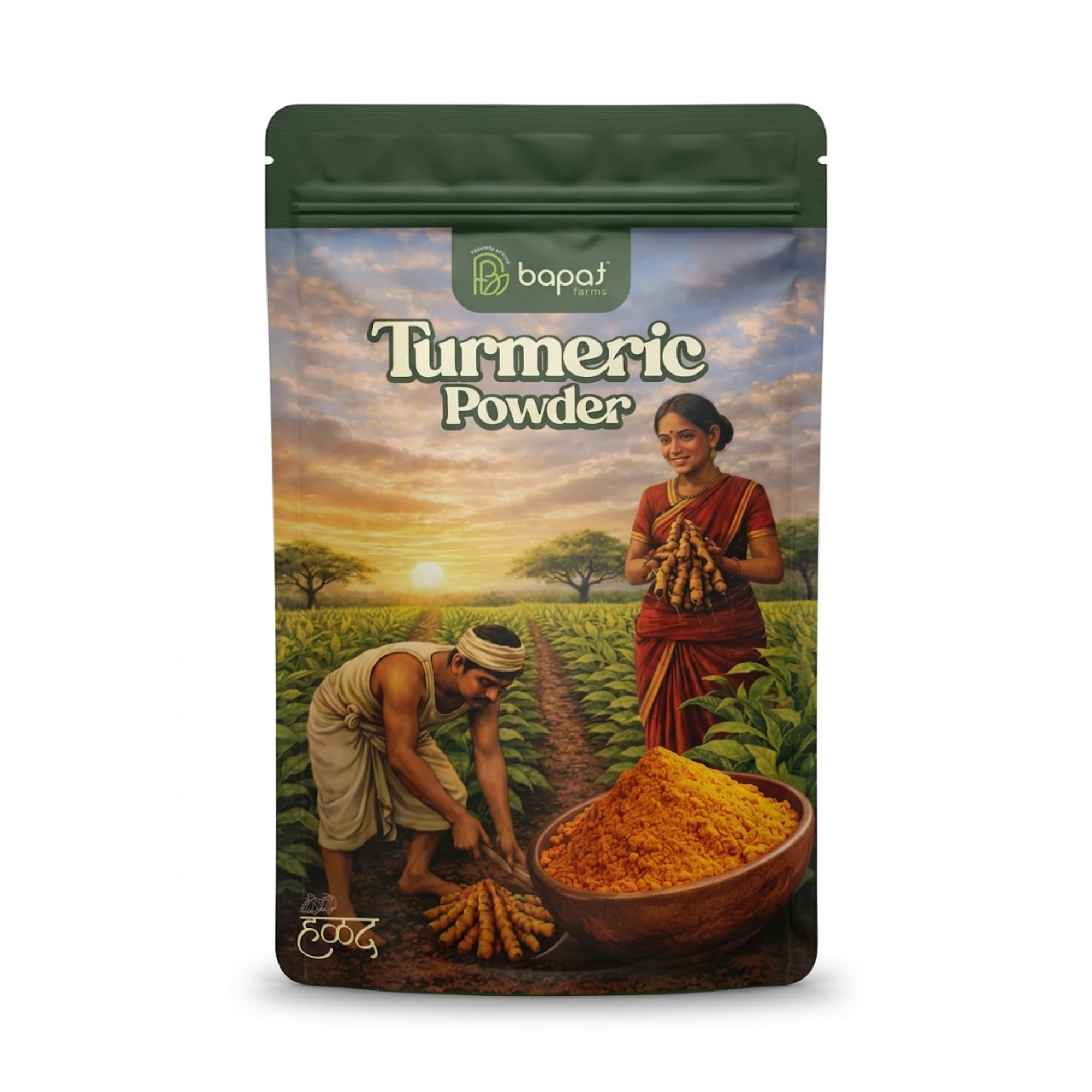 Bapat Farms Turmeric Powder, Pure and Natural Haldi Powder, High Curcumin, No Added Preservatives, 200g