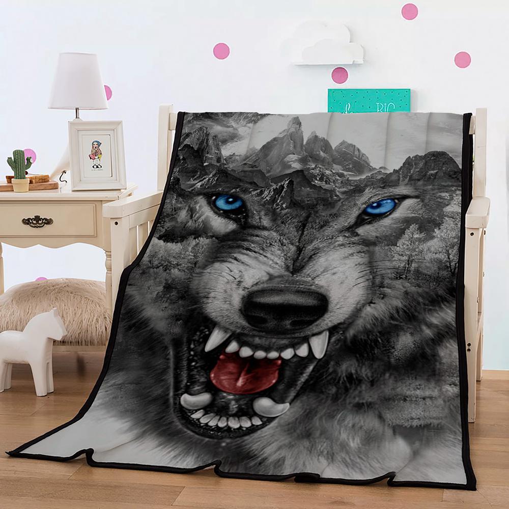 New 3D Wolf Printing Theme Blanket Housewarming Gift Decoration Summer Blanket Plush Blanket