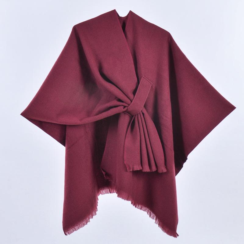 New Women's Spring Scarf Shawl Fashion Versatile Solid Color Four Seasons Imitation Cashmere Split Cape