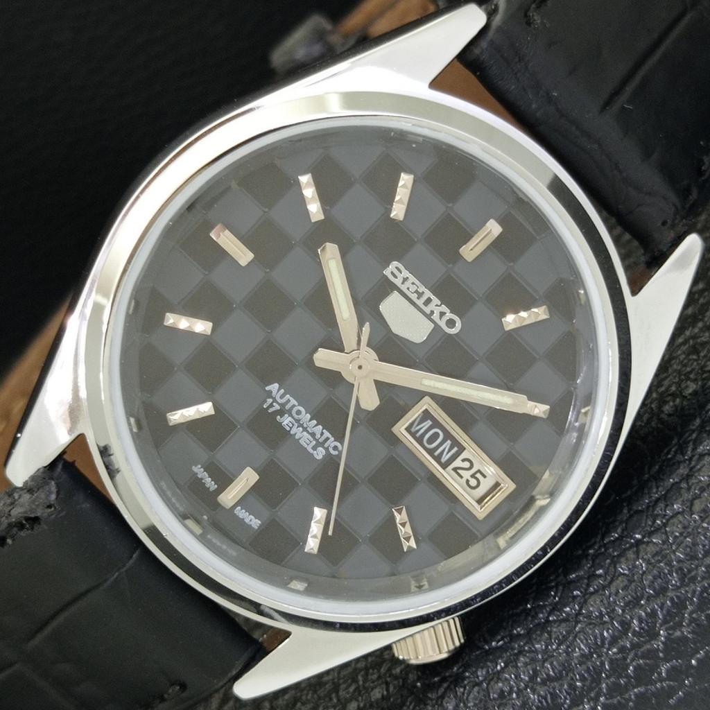 AUTOMATIC VINTAGE SEIKO 5 REFURBISHED JAPAN MENS BLACK DIAL WATCH A440418-9 Sk-a440418-1