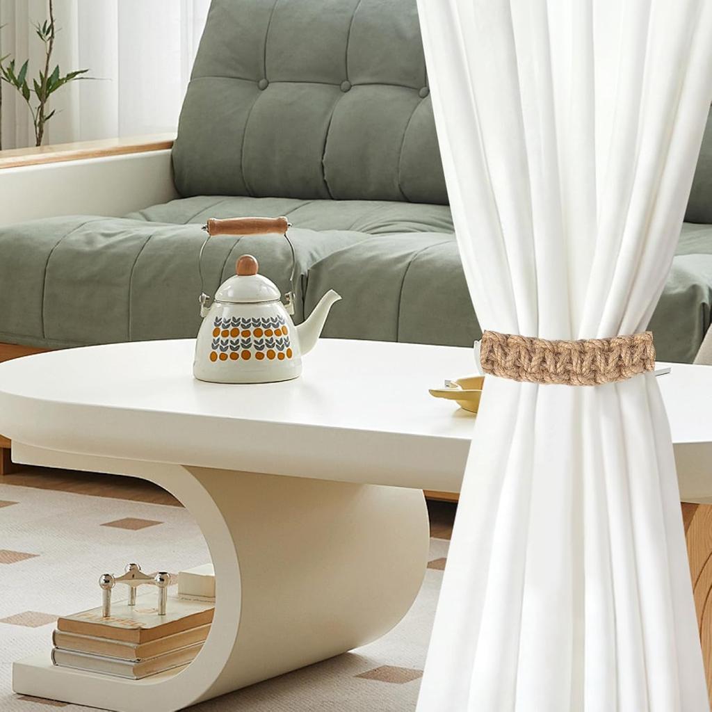 4Pcs Bohemian Braided Curtain Hooks Outdoor Curtain Tiebacks Curtain Ties Elegant Rustic Curtain Holdbacks Tie Backs Accessories Suitable for Home