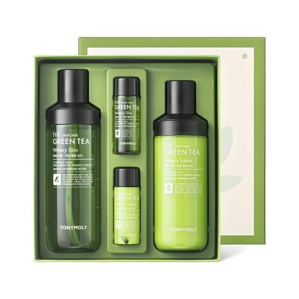 

Tonymoly The Chok Chok Green Tea Watery Set (Toner 180ml + 20ml + Emulsion 160ml + 20ml)