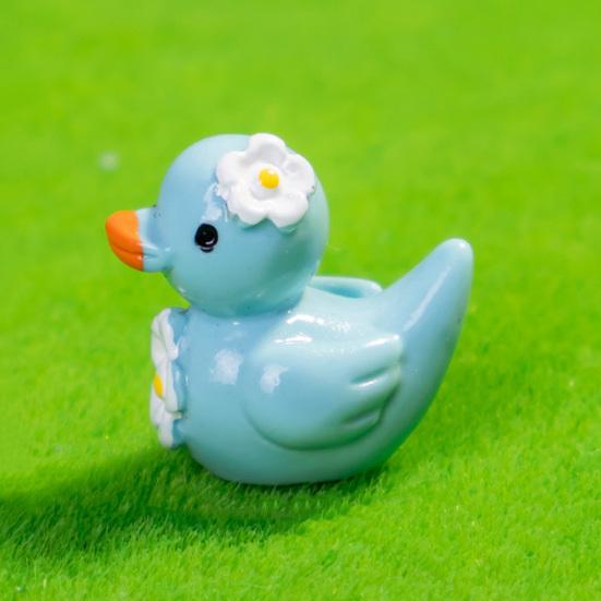 12Pcs Mini Resin Floral Ducks Colorful Miniature Duck Figurines Cute Mini Animal Collectibles for Fairy Garden Decor DIY Crafts Fish Tank Decoration
