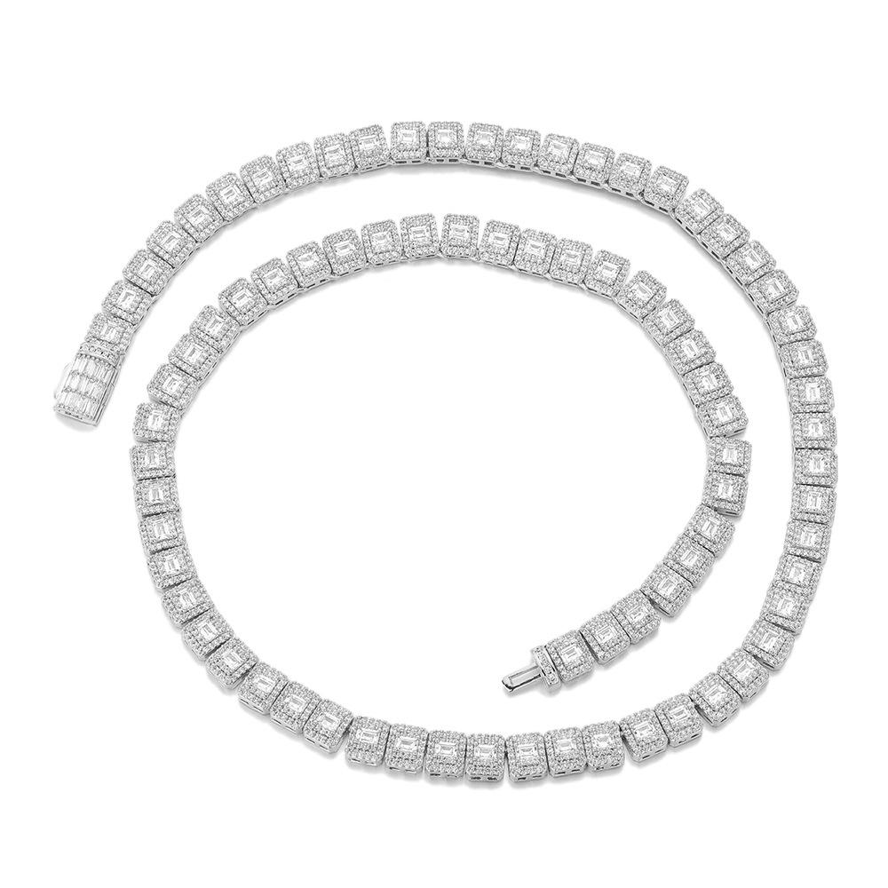 

Hip Hop Jewelry 1mm Flip Buckle Rock Sugar Chain T Square Mixed Zircon Creative Versatile Trend Jewelry Accessories Bracelet 7inch (length about 18cm)