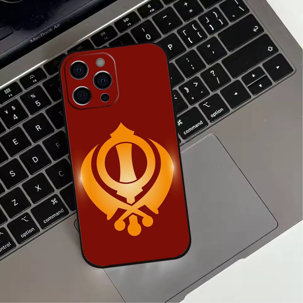

Sikh Khanda S-Sikhism Phone Case For iPhone 17,16,15,14,13,12,11 Plus,Pro Max,XS,Soft Silicone Black Cover iPhone15