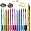 12pcs Metallic Colorful Pens - Golden, Silvery & Bronze for Crafting, Signing & Art Projects Suitable As Gifts,marking Pen