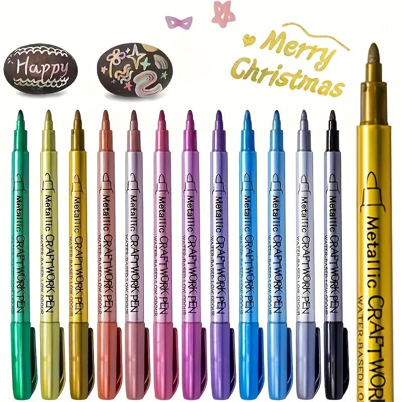 12pcs Metallic Colorful Pens - Golden, Silvery & Bronze for Crafting, Signing & Art Projects Suitable As Gifts,marking Pen