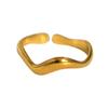 Women Finger Ring V-Shaped Curved Geometric Adjustable Fit Open Ring Stainless Steel Texture Architecture