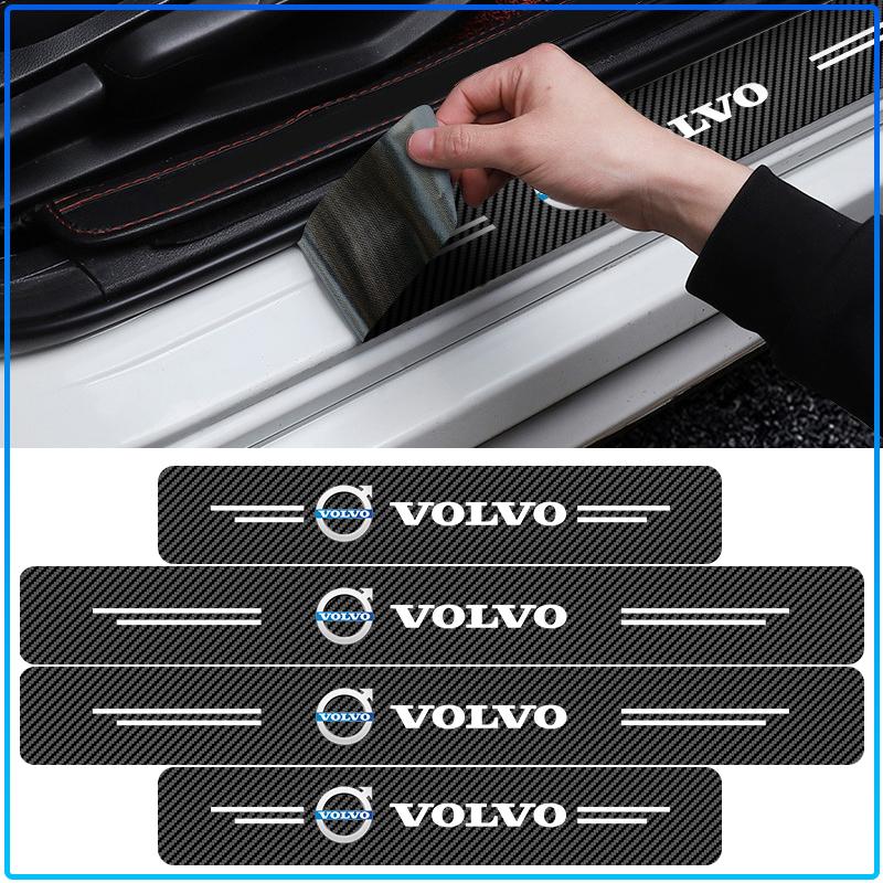 4Pcs Carbon Fiber Car Doorsill Stickers Protect Film Accessories For Volvo XC90 XC60 XC70 XC40 V90 V60 V40 C70 C30 S80