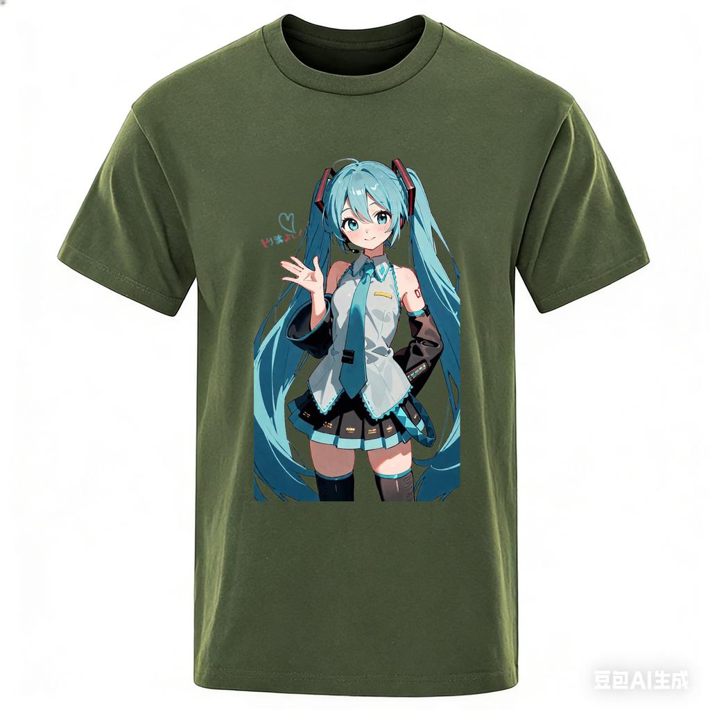 New Street Animation Surrounding Hatsune Miku Unisex And Unisexs Large Loose Breathable Cotton Fashionable Tshirts