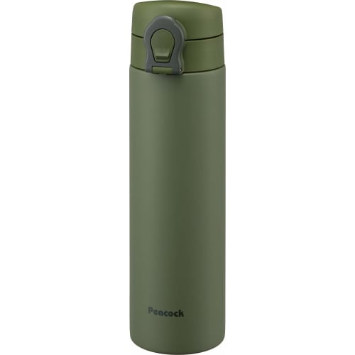 Peacock AKF-50 K 0.5L Stainless Steel Water Bottle with Lockable Lid, Mug Type, Khaki