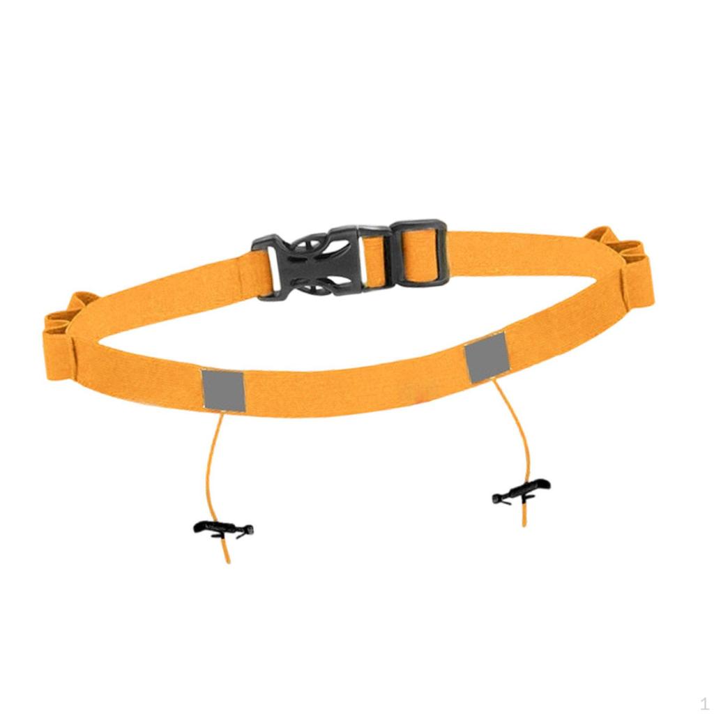 Adjustable Reflective Race Number Belt for Triathlon, with Loops And Fastening System Running