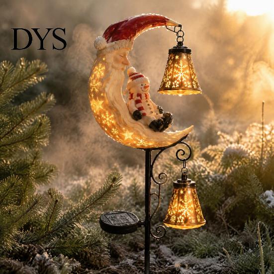Warm Ambience Yard Decor Solar Snowman/Ghost Moon Stake Light, Waterproof Metal Garden Sculpture, Decorative Halloween Outdoor Decorations Powered
